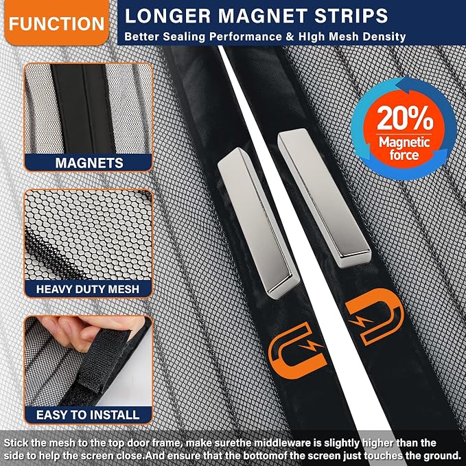 Mesh Screen with Magnetic Closure-Keeps Bugs Out Let Breeze in, Heavy Duty - Image 3