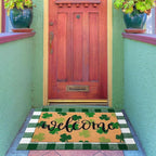 Tinideya 2 Pcs St. Patrick Day Door Mat Welcome Non Slip Coir Mats Clover - Image 2