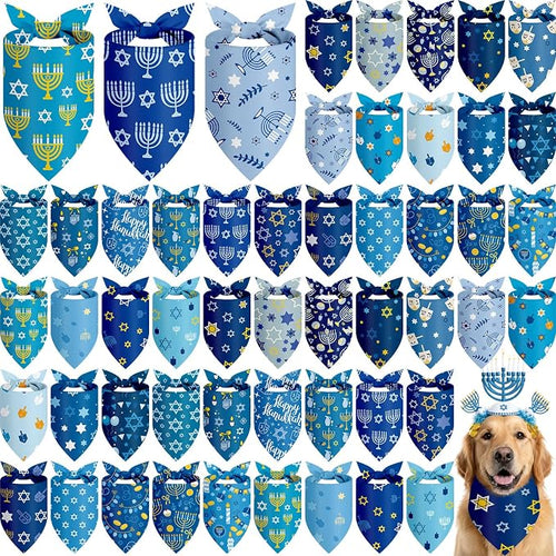 Abbylike 50 Pcs Hanukkah Dog Bandanas Bulk Blue Bandanas by Abbylike