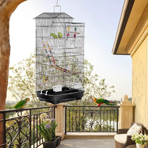 39-Inch Roof Top Bird Cage Large Flight Parrot Cage w/Toys - Image 2