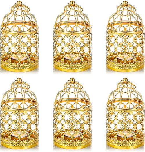 6 Pcs Small Metal Tealight Hanging Birdcage Lantern, Vintage Decorative by Nuptio