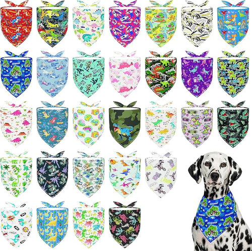 30 Pack Large Dinosaurs Dog Bandanas Stitch Dog Bandana Bulk Reversible Print by Bestwishforyou