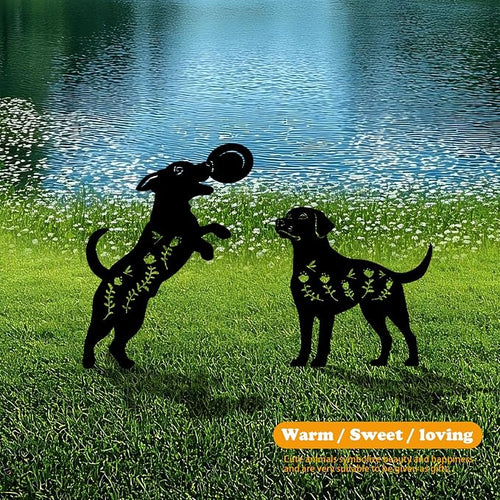 4 Pack Dog Metal Garden Decorative Stakes, Weather Proof Puppy Silhouette - Image 2