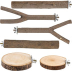 6 PCS Bird Perch Set, Natural Birch Wood Straight & Forked Perches by TreewollAlwaysontheWay