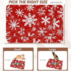 Christmas Dog Food Mat for Floors, Snowflake Absorbent Pet Food and Water Bowl - Image 2