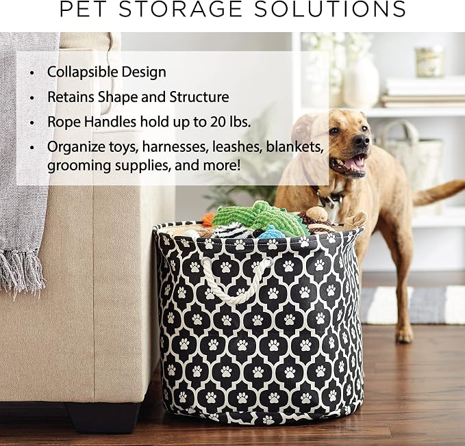 Bone Dry Pet Storage Collection Lattice Paw Print, Nautical Blue, Small Round - Image 8
