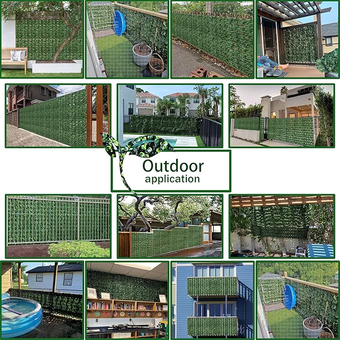 Artificial Ivy Privacy Fence Wall Screen: 72 x144 in UV-Anti Faux Greenery - Image 5